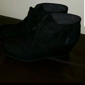 Black wedge booties